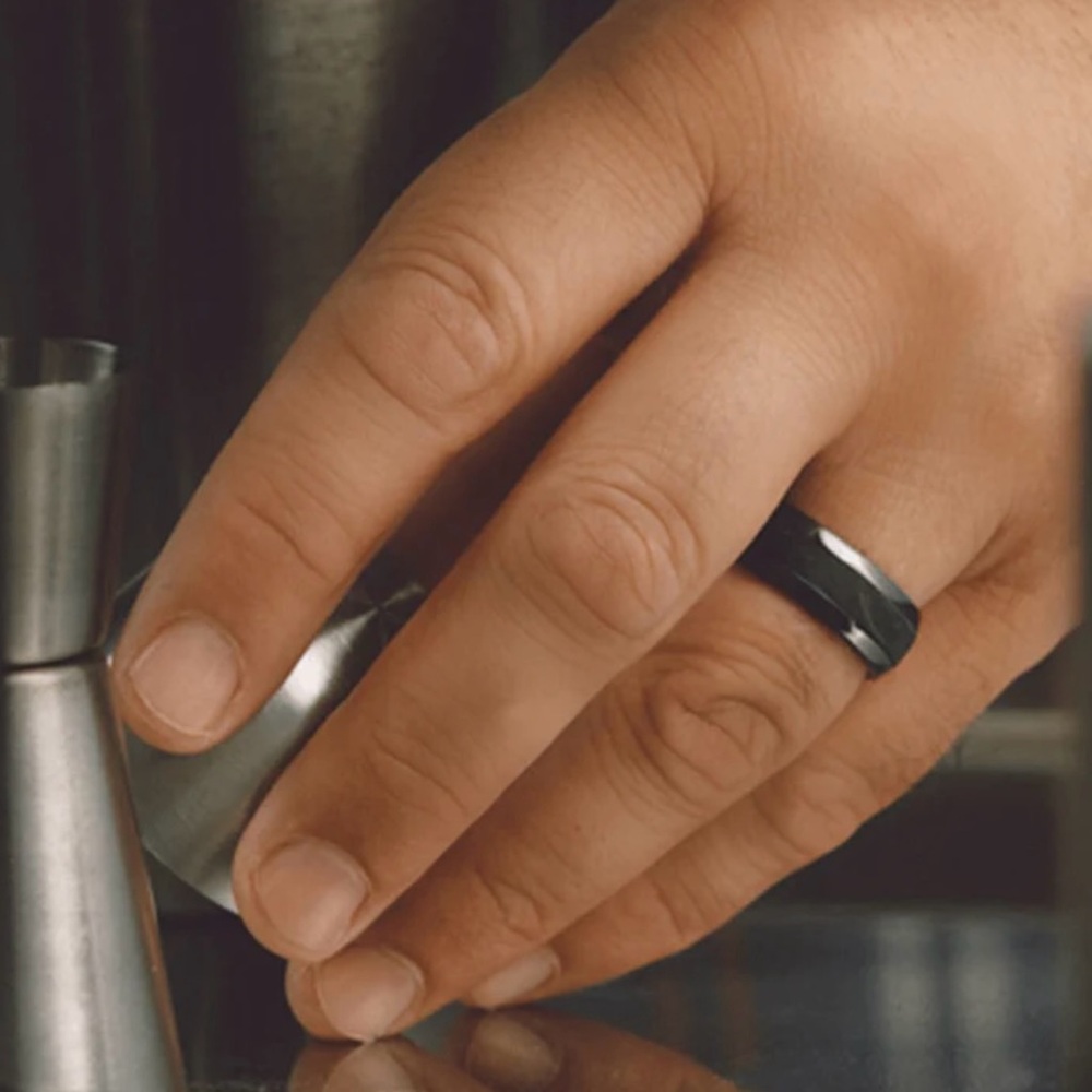 Men’s Black Zirconium Wedding Band - Size 9